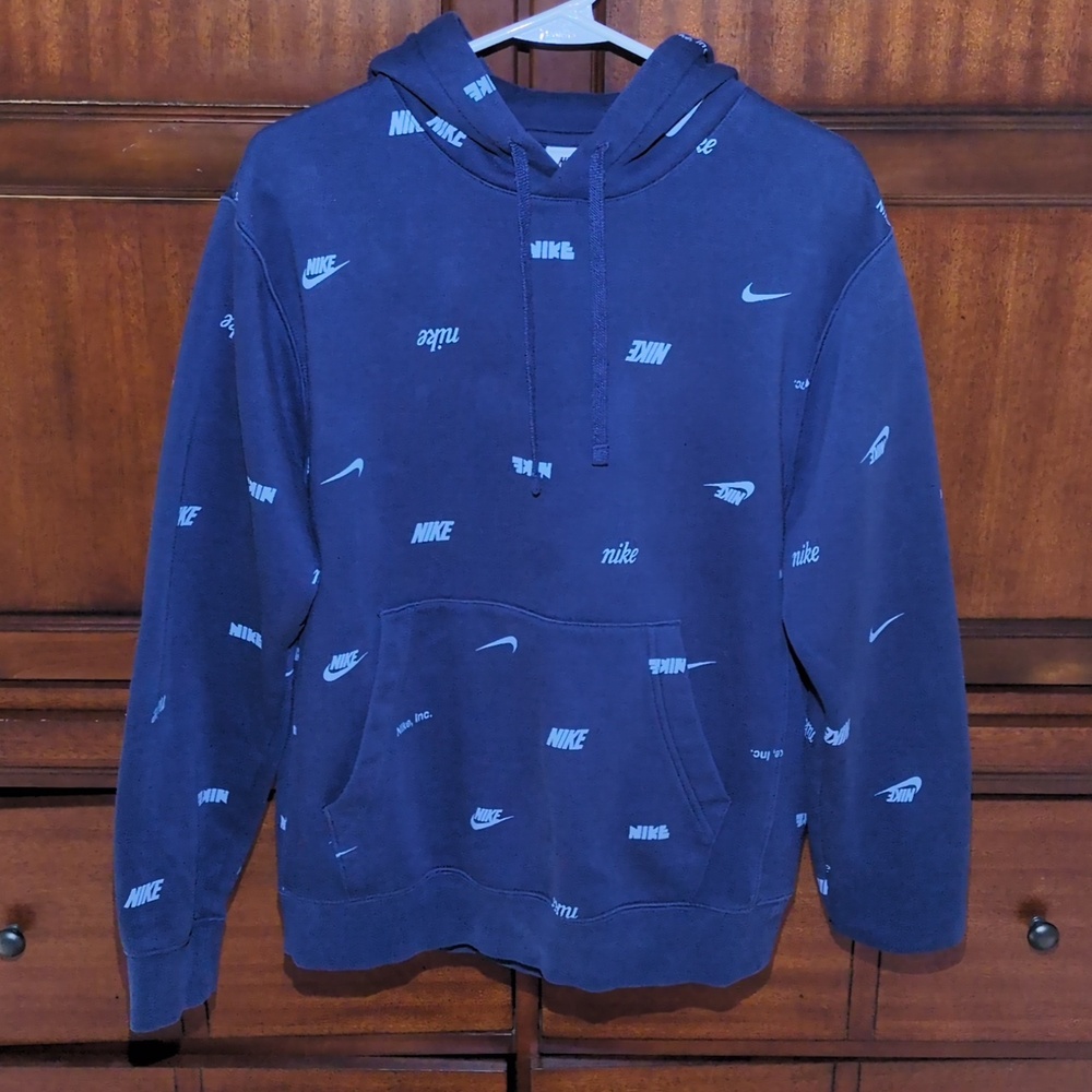 Nike Navy and Light Blue Logo Hoodie